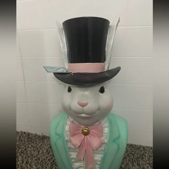 Tophat & Tail XL Rabbit with Bust & Top Hat Figural Easter Spring Home Decor - Picture 3 of 5